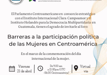 Inscripción para el foro virtual "Barreras a la participación política de las Mujeres en Centroamérica"